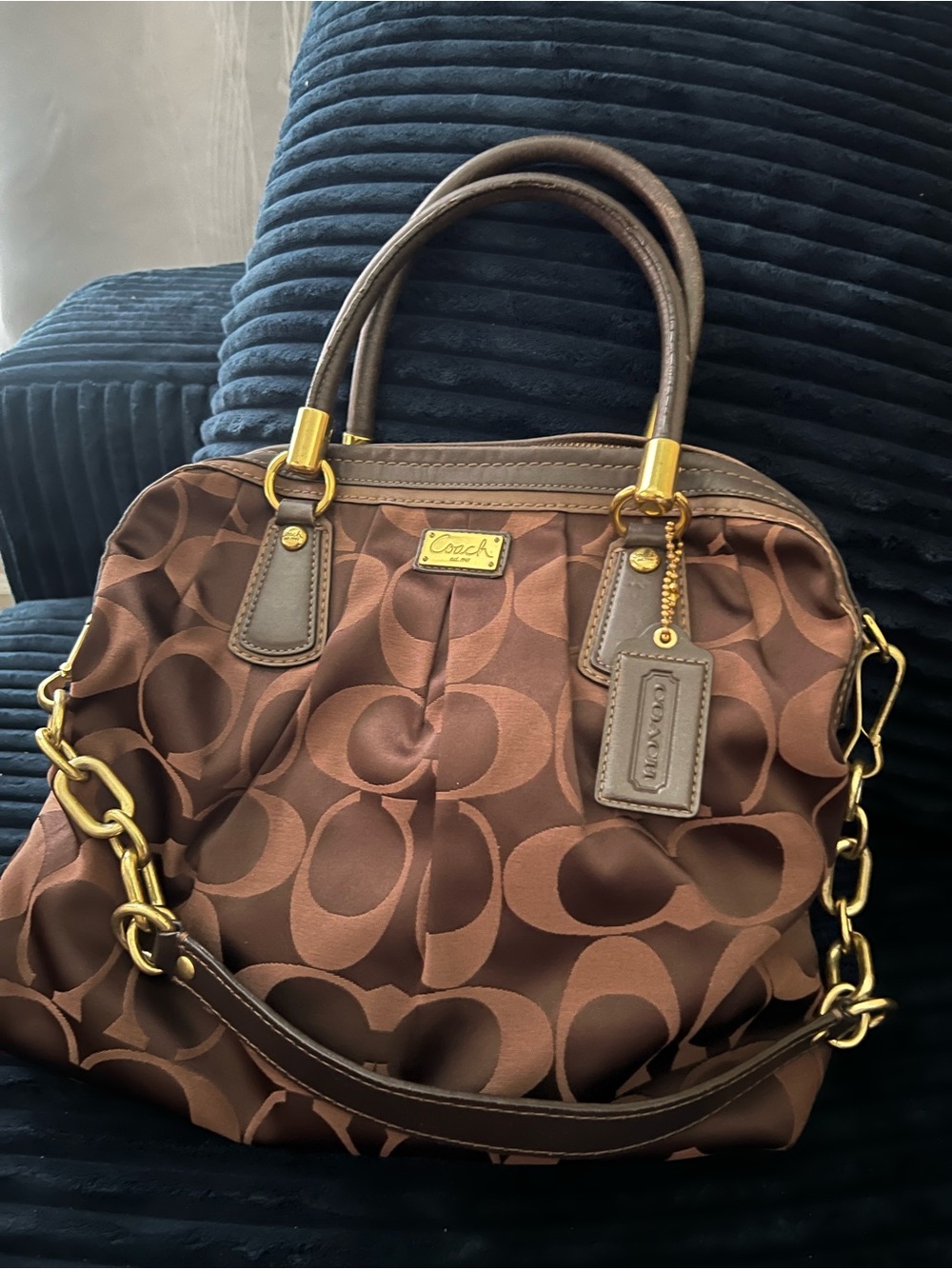 Coach Brown Signature Satchel with Gold Hardware